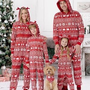 PatPat Festive Red and White Pajama Set